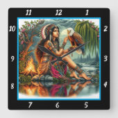 Horloge Carrée Courants autochtones : Le torrent d'aigle (Recto)