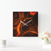 Horloge Carrée Courbes ou ondulations corail, sur fond sombre (Maison)