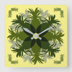 HORLOGE CARRÉE COURONNE DE MOTIF ANANAS