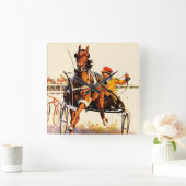 Horloge Carrée Course de harnais (Maison)