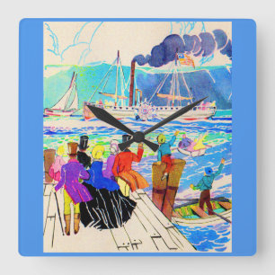 Horloge Carrée course de yacht du 19e siècle