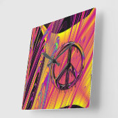 Horloge Carrée Couture psychédélique de hippie de drapeau anormal (Angle)