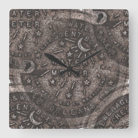 Horloge Carrée Couvercles de compteurs d'eau, Nouvelle-Orléans (Recto)