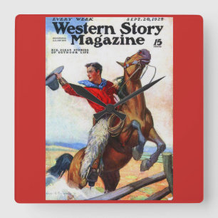 Horloge Carrée Couverture du magazine Western Story 1924