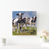 Horloge Carrée Cow Family Portrait (Maison)