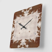 Horloge Carrée Cow Hide Pattern clock (Angle)