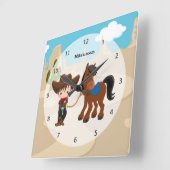 Horloge Carrée Cowboy (Angle)