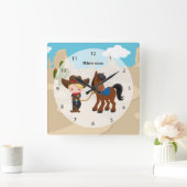 Horloge Carrée Cowboy (Maison)