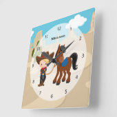 Horloge Carrée Cowboy (Angle)