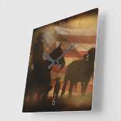 Horloge Carrée Cowboy et Cattle Flag (Angle)