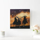 Horloge Carrée Cowboys et Horses Roping (Maison)