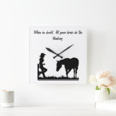 Horloge Carrée Cowgirl clock (Maison)