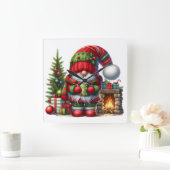 Horloge Carrée Cozy Christmas Gnome Art – Festive Holiday (Maison)