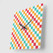Horloge Carrée Cozy classroom diagonal checkerboard pattern (Angle)
