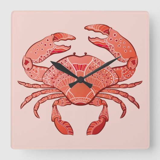 Horloge Carrée Crabe de style (Recto)