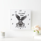 Horloge Carrée Crâne à aigle (Maison)