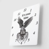 Horloge Carrée Crâne à aigle (Angle)