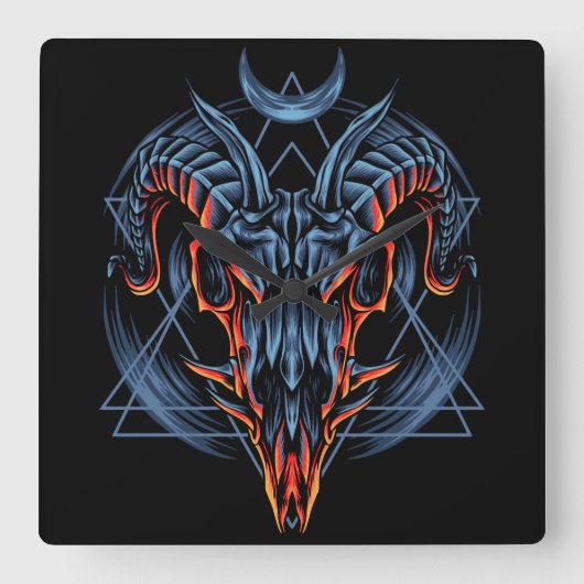 Horloge Carrée Crâne de chèvre (Recto)