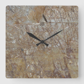 Horloge Carrée CRAQUETS DE ROCHE | image de pierre texturée natur