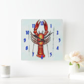 Horloge Carrée Crawfish Time, Crayfish, Lobster (Maison)
