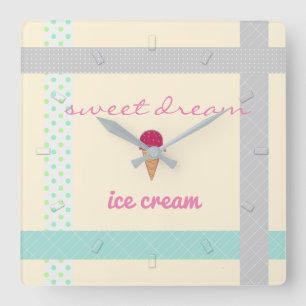 Horloge Carrée Cream Sweet Dreams Ice Cream