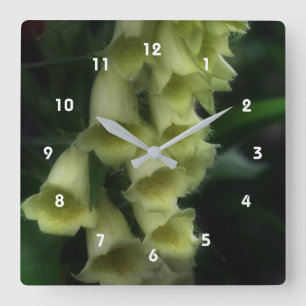 Horloge Carrée Creamy White Foxglove Flowers