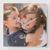 Horloge Carrée Create Custom Personalized Baby Kids Photo Nom (Recto)