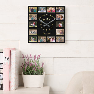 Horloge Carrée Create Custom Personalized Family Photo Collage