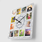 Horloge Carrée Create You own Photo Collage Rustic Farmhouse Gray (Angle)