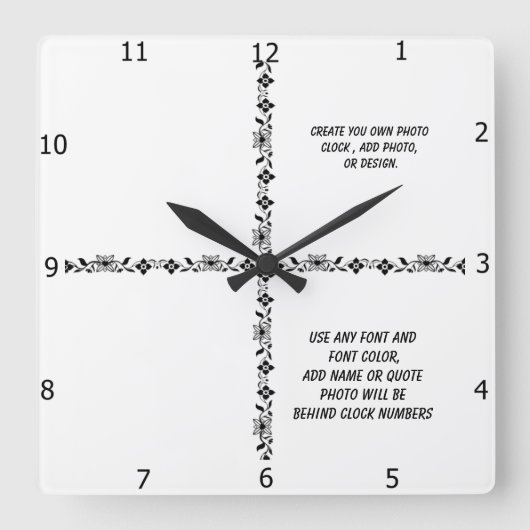 HORLOGE CARRÉE CREATE YOUR   CLOCK SQUARE WALL (Recto)