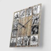 Horloge Carrée Create Your Custom Photo Collage Rustic Farmhouse (Angle)