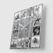 Horloge Carrée Create Your Custom Photo Collage Rustic Farmhouse (Angle)