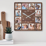 Horloge Carrée Create Your Custom Photo Collage Rustic Farmhouse<br><div class="desc">Créez facilement votre propre horloge murale rustique personnalisée en planches de bois style ferme avec vos photos personnalisées. Pour obtenir de meilleurs résultats,  recadrez les images vers le carré - avec le point de mire au centre - avant de les télécharger.</div>