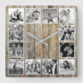 Horloge Carrée Create Your Custom Photo Collage Rustic Farmhouse (Recto)