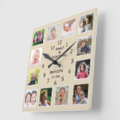 Horloge Carrée Create Your Own 12 Photo Collage Frame Family (Angle)