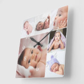 Horloge Carrée Create Your Own 6 Photo Collage Frame (Angle)