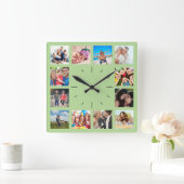 Horloge Carrée Create Your Own Custom 12 Photo Collage (Maison)