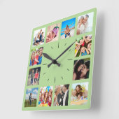 Horloge Carrée Create Your Own Custom 12 Photo Collage (Angle)