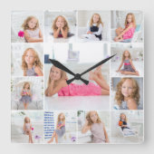 Horloge Carrée Create Your Own Custom 13 Photo Collage Family (Recto)