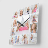 Horloge Carrée Create Your Own Custom 13 Photo Collage Family (Angle)
