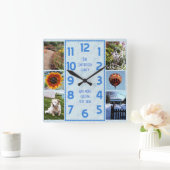 Horloge Carrée Create Your Own Deco 6 Photo Collage Marbled Blue (Maison)