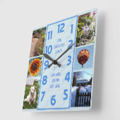 Horloge Carrée Create Your Own Deco 6 Photo Collage Marbled Blue (Angle)