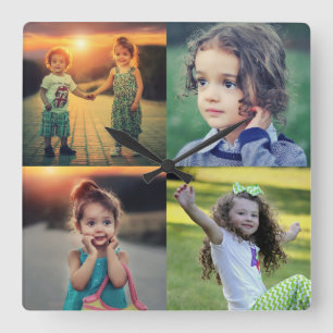 Horloge Carrée Create your own family photo collage trendy