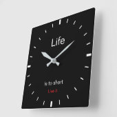 Horloge Carrée Create Your Own | Life is to short Live It | (Angle)