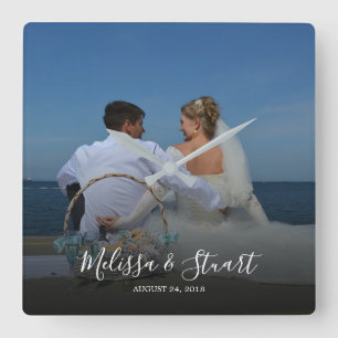 Horloge Carrée Create your own personal photo wedding