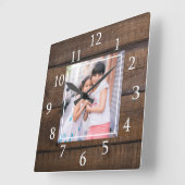 Horloge Carrée Create Your Own Photo Brown Wood (Angle)