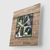 Horloge Carrée Create your own rustic wood family photo collage (Angle)