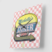 Horloge Carrée Crée ton propre menu Retro 50's personnalisé Signe (Angle)