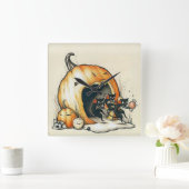 Horloge Carrée Creepy Pumkin Halloween Wall Clock (Maison)