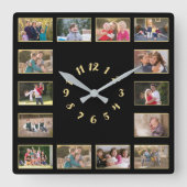 Horloge Carrée Créer un Mémento de Famille en Collage Photo Or No (Recto)